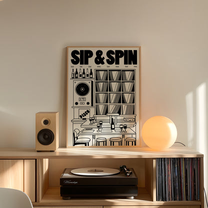 Sip & Spin: Listening Bar Print