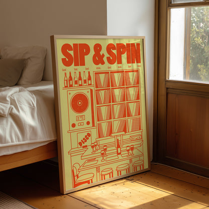 Sip & Spin: Listening Bar Print